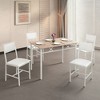 VECELO 5-Piece Kitchen Table and Chairs Set for 4, Dining Table Set with Upholstered Chairs for Small Spaces, Natural Wood Color - 4 of 4