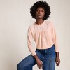 Lands' End Women's 3/4 Sleeve Cotton Slub Lace Trim Top - 4 of 4