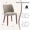 Set of 2 Linen Upholstered Dining Chairs – Wing Backrest,  Wood Legs & Thick Cushions for Kitchen, Dining, or Living Room - 3 of 4