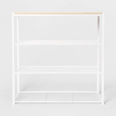 5 Tier Shoe Rack Black Metal With Natural Wood - Brightroom™ : Target