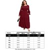Plus Size Women's Long Sleeve Maxi Dress with Bell Sleeves Double Layer Hem Fall Casual Swing Dress with Pockets - 4 of 4