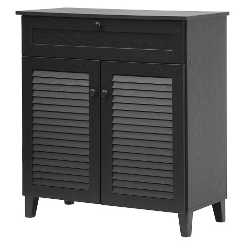 Calvin Shoe Storage Cabinet Espresso Baxton Studio