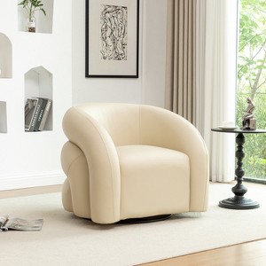 SEYNAR Modern Glam PU Leather 360 Degree Swivel Accent Armchair with Tufted Back - 1 of 4