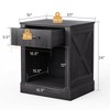 Costway Nightstand with Drawer and Shelf Rustic Wooden Bedside Table Bedroom Brown / Natural / Black - image 3 of 4