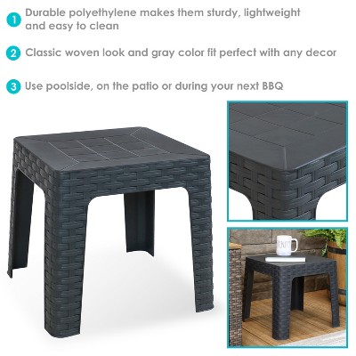 Gray 18" Square Polypropylene Outdoor Patio Side Table