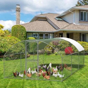 Heavy Duty Galvanized Steel Chicken Coop with Hexagon Mesh & 210D Oxford Cover, Waterproof UV-Protected Outdoor Poultry Cage for Backyard Farm - 1 of 4