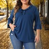 Women's Plus Size Ruffle V Neck 3/4 Sleeve Business Casual Dressy Blouses - Agnes Orinda - 2 of 4