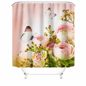 Beautiful Pink Flowers Shower Curtains for Bathroom Waterproof Fabric Bath Curtain Durable Soft Stylish Bathroom Decor 72x72 Inch - 1 of 1