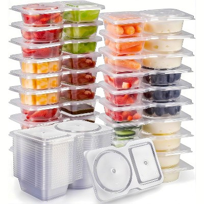 20-PCS Reusable Double Compartment Snack Containers with Lids for On-the-Go