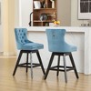 Lyngins 360° Swivel Counter Height Bar Stool Set of 2, Dining Chairs with Solid Rubber Wood Legs, Bar Stools with Button Tufted, Leisure Bar Chairs - 4 of 4