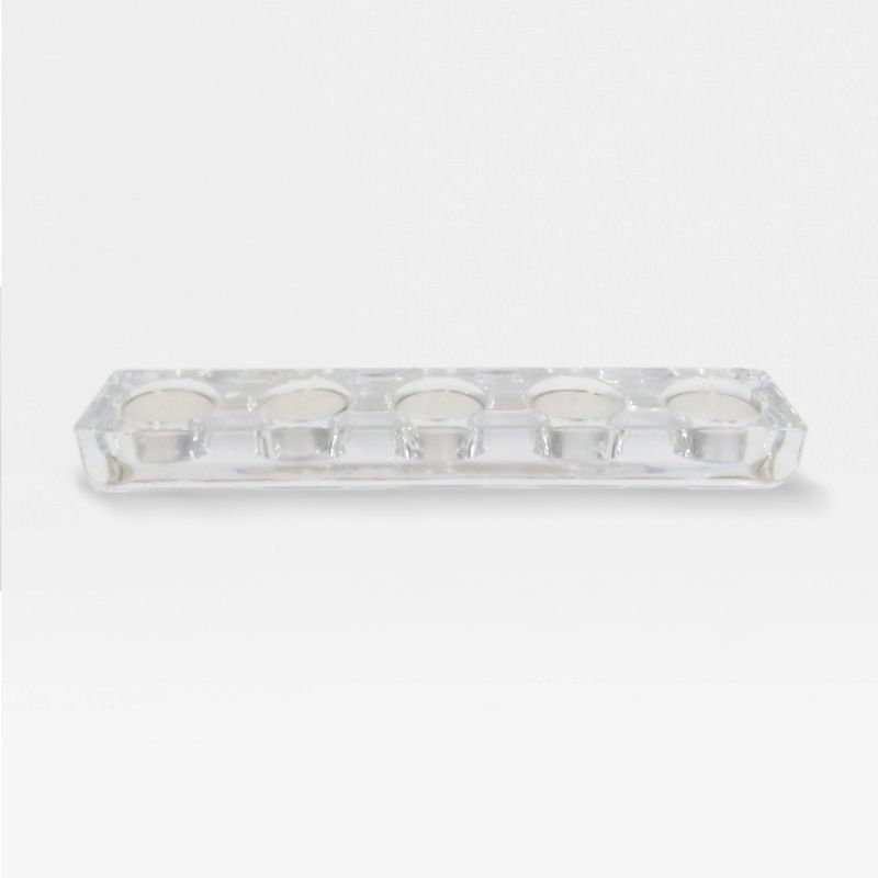 11" x 1.1" Tealight 5-Hole Glass Candle Holder Clear - Made By Design&#8482;, 1 of 4