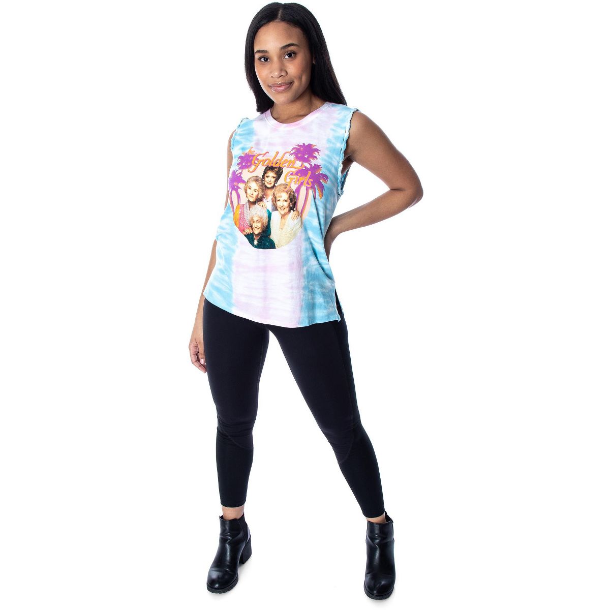 The Golden Girls Women's Palm Trees Tie Dye Braided Tank Top Shirt Adult - thumbnail 2