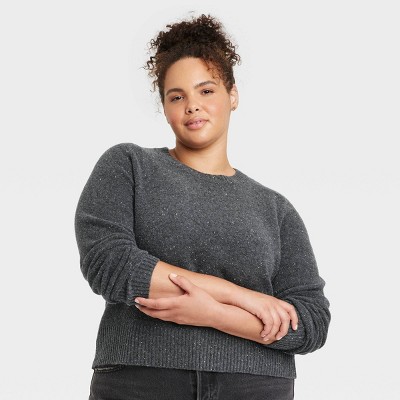 Women's Crew Neck Cashmere-like Pullover Sweater - Universal Thread™ Dark  Gray 1x : Target