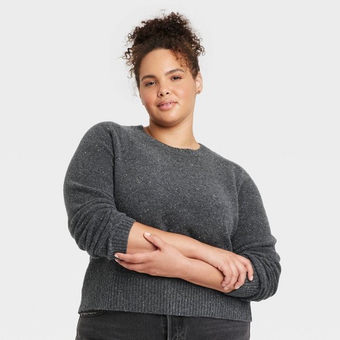 Women's Crew Neck Cashmere-Like Pullover Sweater - Universal Thread™ Dark  Gray 4X