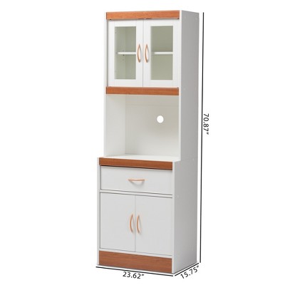 White and Cherry Wood Quintuple-Tier Kitchen Pantry