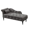 Aijia 60.6" Velvet Chaise Lounge (Left Arm) - Tufted Button & Nailhead Trim Design with Solid Wood Legs & Pillow, 300lb Capacity - 3 of 4