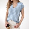 Anna-Kaci Women's Striped Collared Sleeveless Knit Top with Deep V-Neck and Ribbed Hem Detailing - 3 of 4