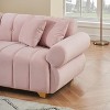 ModernLuxe Velvet Upholstered Sofa Couch with 4 Pillows, Spring-Wrapped Cushions, Pink/Black/Green - 3 of 4