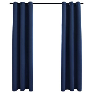vidaXL Blackout Curtains with Rings 2 pcs Navy Blue 37"x63" Fabric - 1 of 1