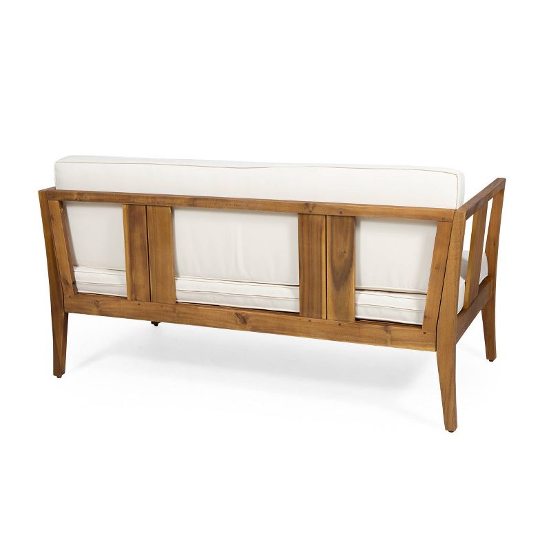 Nicholson Outdoor 4 Seater Acacia Wood Chat Set - Teak/Beige - Christopher Knight Home, 6 of 17