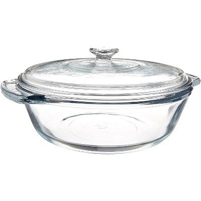 Clear Glass 2-Quart Casserole Bowl with Lid