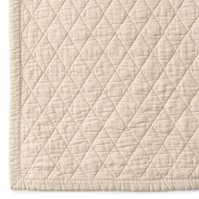 Standard Light Tan Cotton Polyester Diamond Quilted Pillow Sham