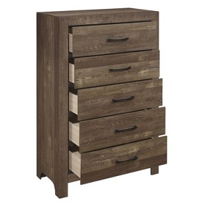 Okak Farmhouse Style 2/5-Drawer Nightstand with Black Metal Hardware, Wood Chest for Bedroom - 1 of 4