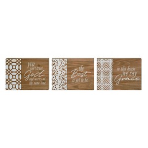 Transpac Wood Routed Faith Decor Set of 3 Spring Home Decorations - 1 of 1