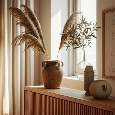 Handcrafted Pottery Vase - Elegant Textured Terracotta Flower Holder - Decorative Home Accent for Living Room, Bedroom, Office