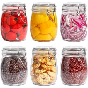 25 oz airtight glass jars, round food storage jars with snap-on lids, suitable for the kitchen, includes 12 labels. - 1 of 4