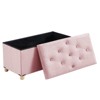 Aoibox Folding Storage Ottoman Bench with Wooden Feet and Lid, Pink Flannelette Fabric, High Rebound Sponge, Seat Foot Rest Side Table for Living Room - 4 of 4