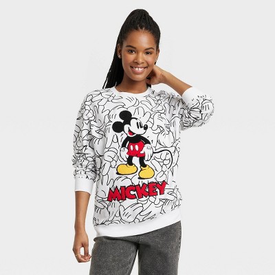Women's Disney 100 Mickey Sketch Graphic Sweatshirt - White L : Target