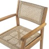 Set of 2 Outdoor Dining Arm Chairs, Acacia Patio Chairs with Wicker Back and Seat, Modern Garden Seating -The Pop Home - 4 of 4