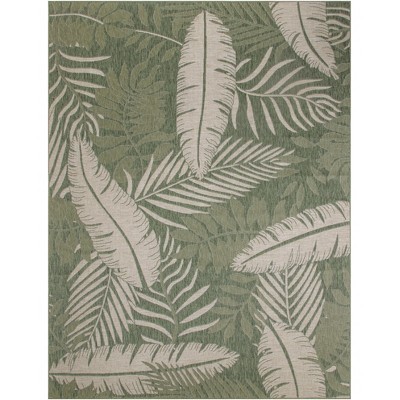 Nourison 8' X 10' Garden Oasis Tropical Leaf Flatweave Indoor Outdoor
