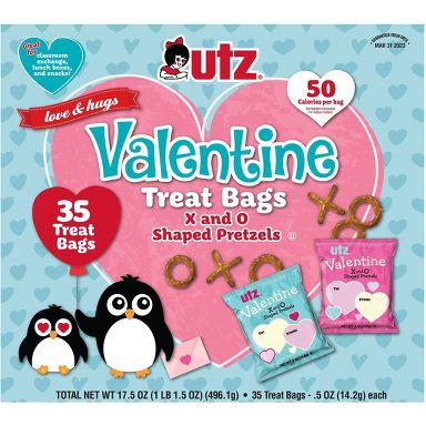 Utz Valentine's Fun Shaped Pretzel Snacks - 17.5oz/35ct