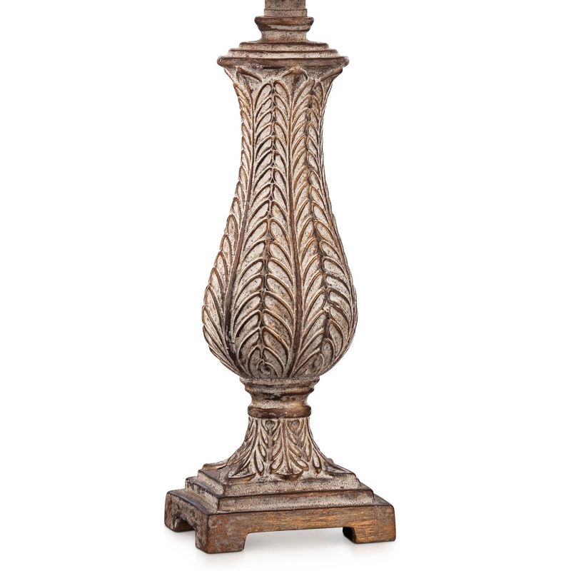 Regency Hill Country Cottage Table Lamp 25" High Antique Gold Leaves Petite Vase Off White Rectangular Shade for Living Room Family Bedroom, 5 of 10