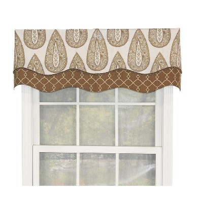 RLF Home Yorkshire Window Treatment Glory Premium Quality Valance 3" Rod Pocket 50" x 16" Cafe