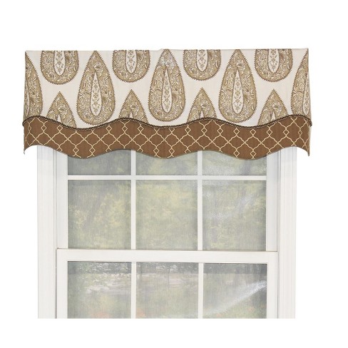 RLF Home Yorkshire Window Treatment Glory Premium Quality Valance 3" Rod Pocket 50" x 16" Cafe - image 1 of 3