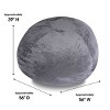 Gulches Minky Velvet Bean Bag Chair-Gray 5ft, Washable Cover, Shredded/Memory Foam, Plush Lounge for Kids and Adults - 3 of 4