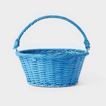 12" Willow Plastic Wicker Easter Basket Blue - Spritz™