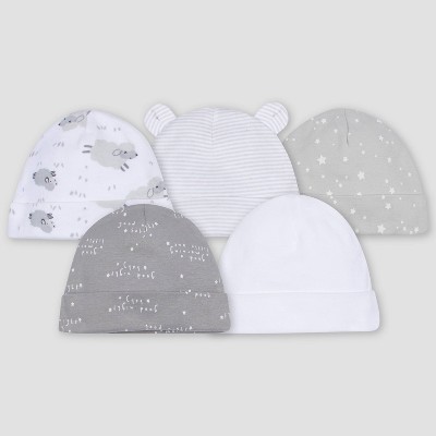 Gerber Baby 5pk Lamb Caps - White/Gray