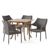 Christopher Knight Home Carroll Outdoor Acacia Wood and Wicker 5 Piece Dining Set - 2 of 4