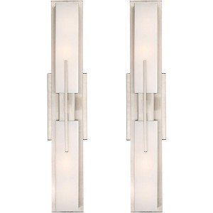 Possini Euro Design Midtown Modern Wall Lights Set of 2 Satin Nickel Hardwire 4 1/2" 4-Light Fixture White Glass for Bedroom Bathroom Vanity Reading - 1 of 4