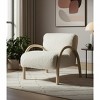 HomeRoots 30" Off White and Natural Faux Fur And Wood Arm Chair - 2 of 4