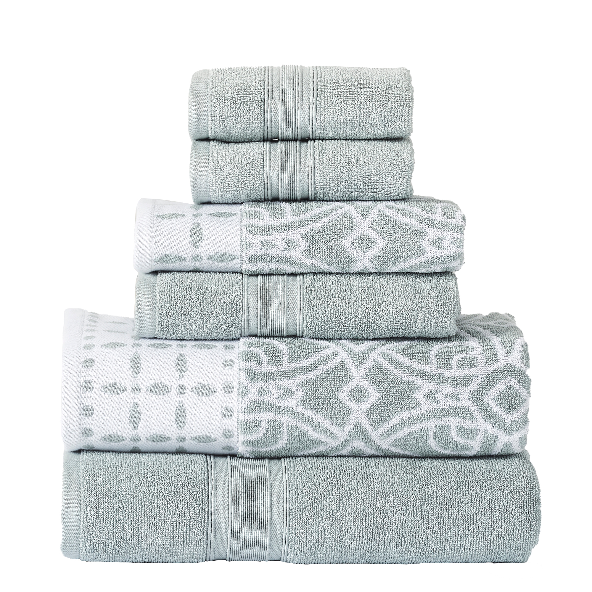 Modern Threads Monroe 6-pc Yarn Dyed Jacquard/Solid Towel Set, Dark Sage