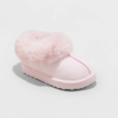 Toddler Callie Faux Fur Cuff Bootie Slippers - Cat & Jack™ Pink 8T