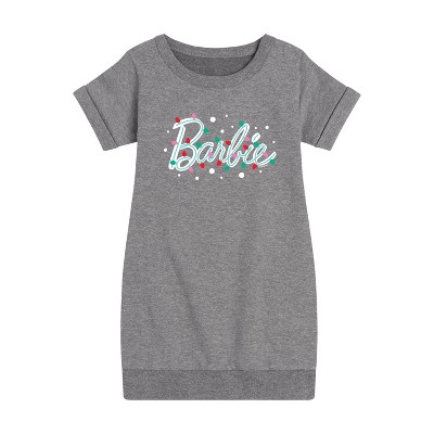 - Barbie - Holidays & Christmas Graphic Short Sleeve Fleece Dress