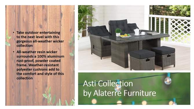 Asti Rectangle Wicker Outdoor Cocktail Table - Gray - Alaterre Furniture, 2 of 9, play video