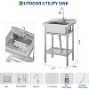 Coucheta Freestanding Commercial Utility Sink, Stainless Steel w/ Faucet, Adjustable Legs, Shelf, Hooks, Backsplash, Hot & Cold Water - 2 of 4