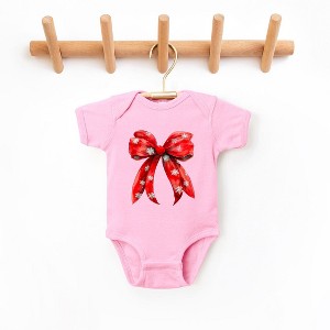 The Juniper Shop Coquette Christmas Snowflake Bow Baby Bodysuit - Newborn - Pink - 1 of 3